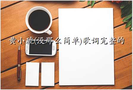 黄小琥(没那么简单)歌词完整的