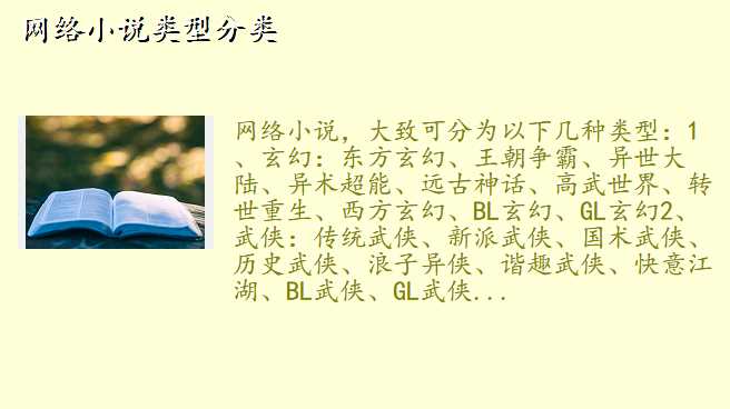 网络小说类型分类