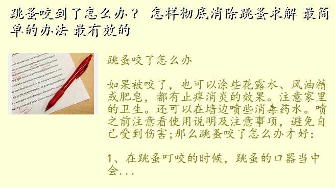跳蚤咬到了怎么办 ? 怎样彻底消除跳蚤求解 最简单的办法 最有效的